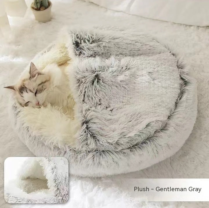 SnuggleNest™ 2-in-1 Pet Bed – Cozy Winter Bed for Cats & Dogs