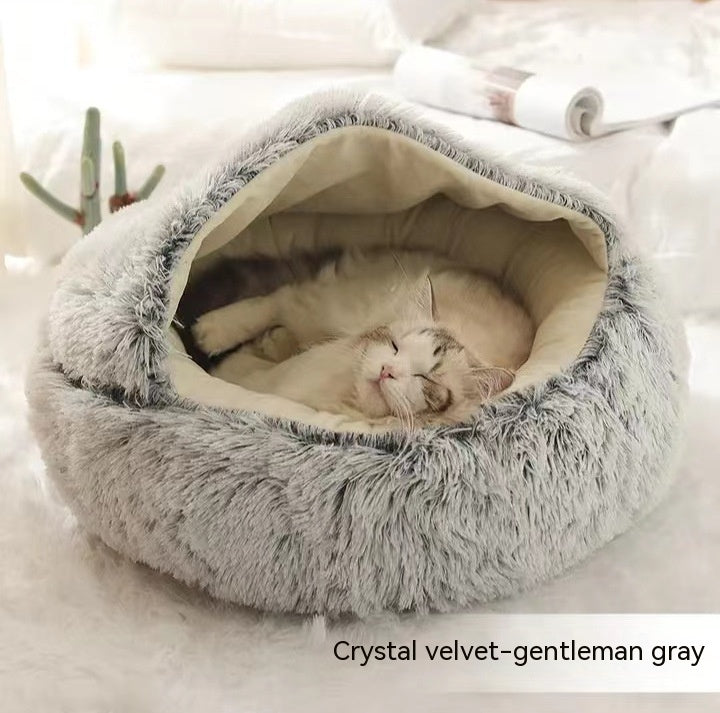 SnuggleNest™ 2-in-1 Pet Bed – Cozy Winter Bed for Cats & Dogs