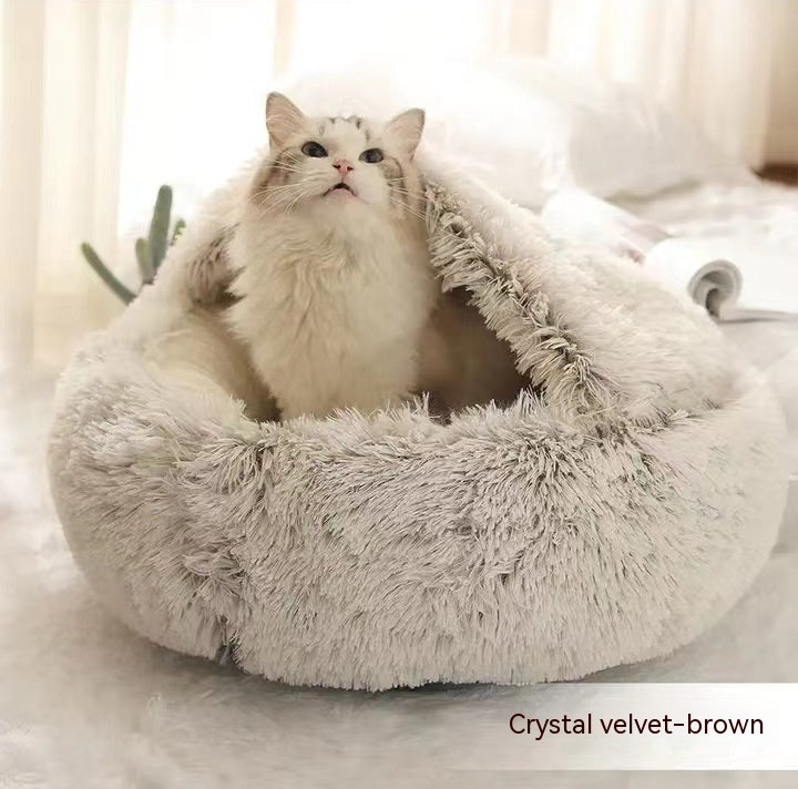 SnuggleNest™ 2-in-1 Pet Bed – Cozy Winter Bed for Cats & Dogs