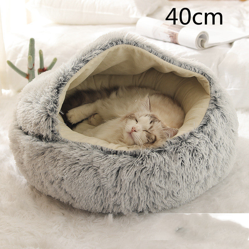 SnuggleNest™ 2-in-1 Pet Bed – Cozy Winter Bed for Cats & Dogs