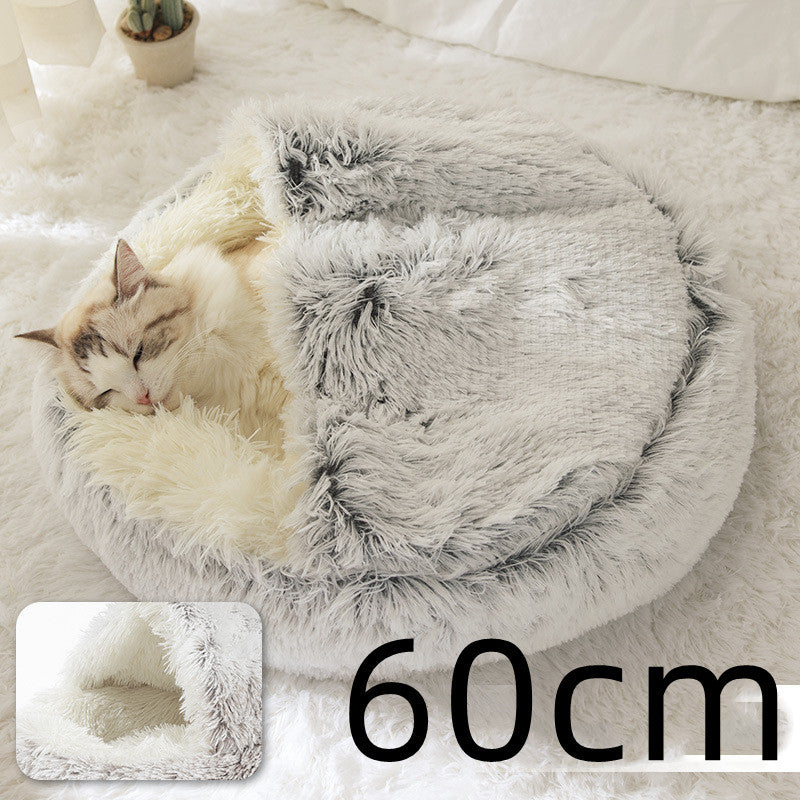 SnuggleNest™ 2-in-1 Pet Bed – Cozy Winter Bed for Cats & Dogs