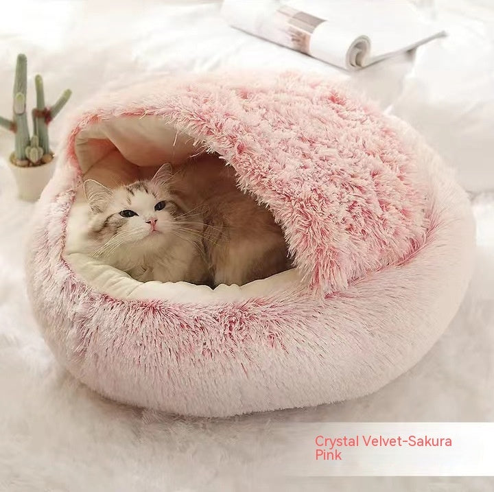 SnuggleNest™ 2-in-1 Pet Bed – Cozy Winter Bed for Cats & Dogs