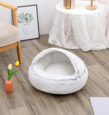 SnuggleNest™ 2-in-1 Pet Bed – Cozy Winter Bed for Cats & Dogs